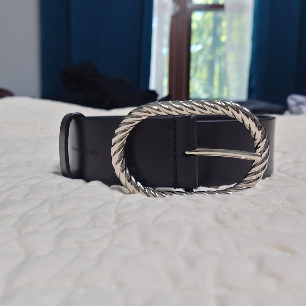 Rebecca Minkoff Black Wide Leather Belt Medium